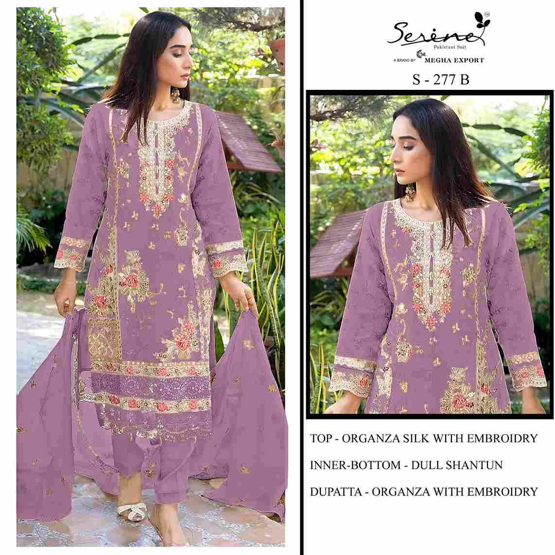 Serene Hit Design S-277 Colours By Serene S-277-A To S-277-D Series Designer Pakistani Suits Beautiful Fancy Colorful Stylish Party Wear & Occasional Wear Organza Silk Embroidered Dresses At Wholesale Price