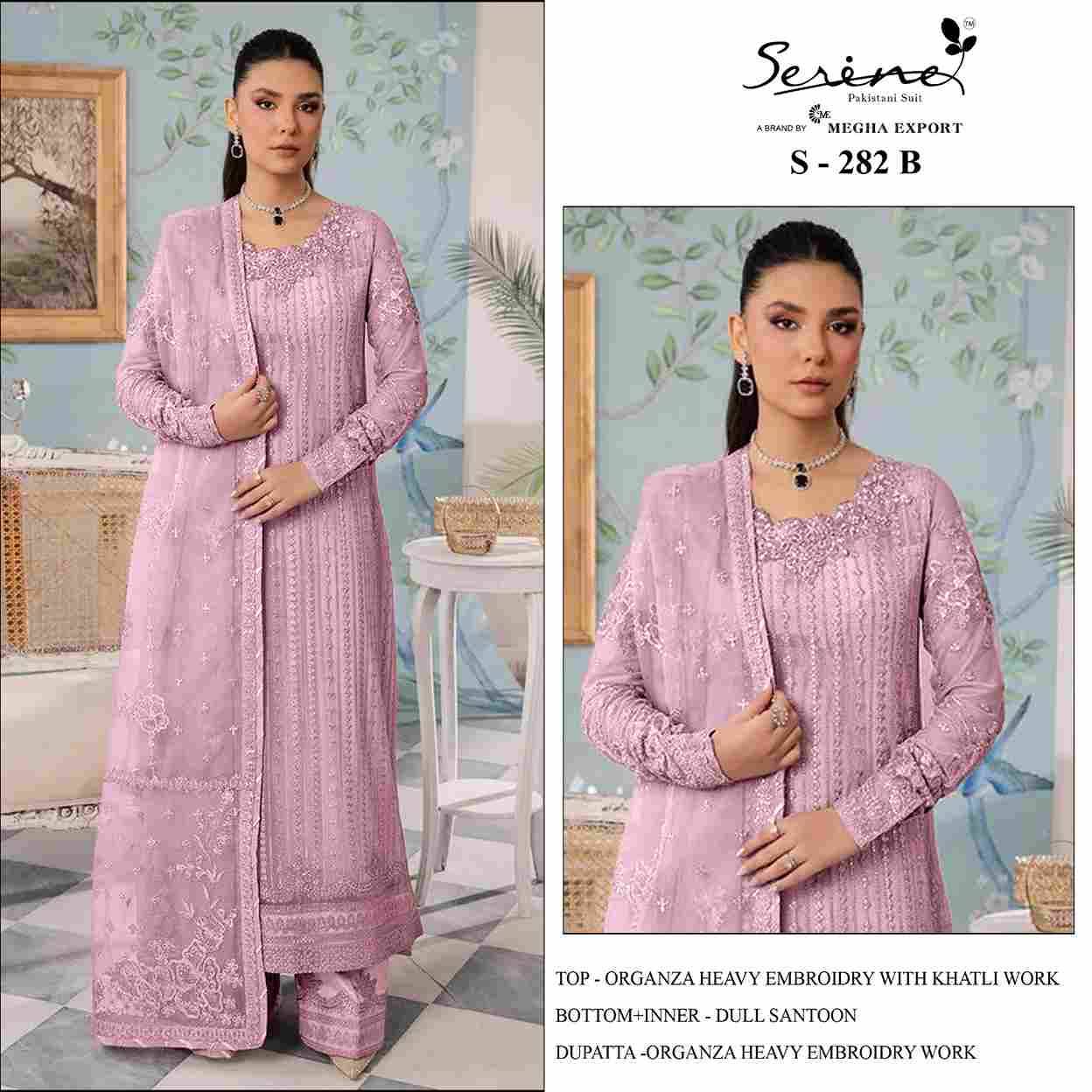 Serene Hit Design S-282 Colours By Serene S-282-A To S-282-D Series Designer Pakistani Suits Beautiful Fancy Colorful Stylish Party Wear & Occasional Wear Organza Embroidered Dresses At Wholesale Price