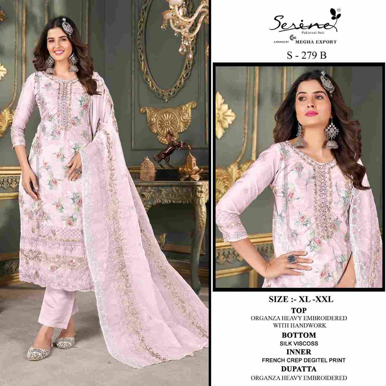 Serene Hit Design S-279 Colours By Serene S-279-A To S-279-D Series Designer Pakistani Suits Beautiful Fancy Colorful Stylish Party Wear & Occasional Wear Organza Embroidered Dresses At Wholesale Price