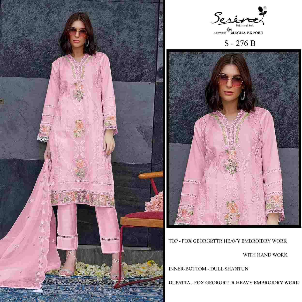 Serene Hit Design S-276 Colours By Serene S-276-A To S-276-D Series Designer Pakistani Suits Beautiful Fancy Colorful Stylish Party Wear & Occasional Wear Faux Georgette Embroidered Dresses At Wholesale Price