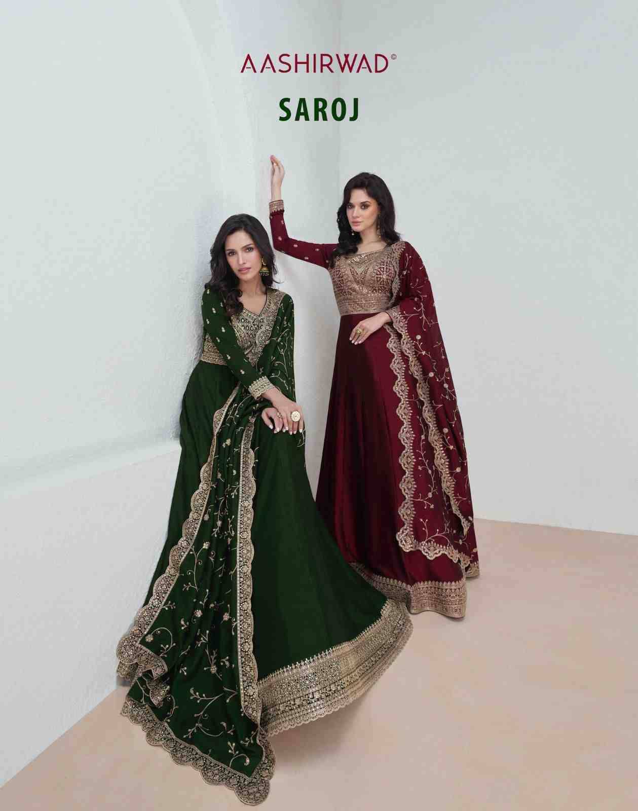 Saroj By Aashirwad Creation 9943 To 9947 Series Designer Stylish Fancy Colorful Beautiful Party Wear & Ethnic Wear Collection Premium Silk Gowns With Bottom At Wholesale Price