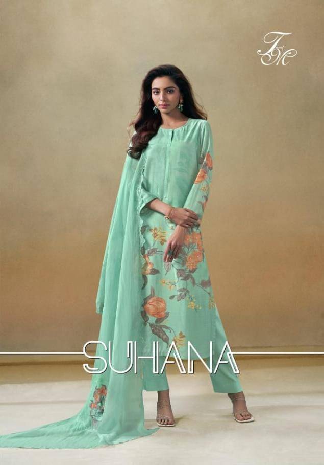 Suhana By T And M Designer Studio Beautiful Festive Suits Colorful Stylish Fancy Casual Wear & Ethnic Wear Pure Muslin Silk Print Dresses At Wholesale Price
