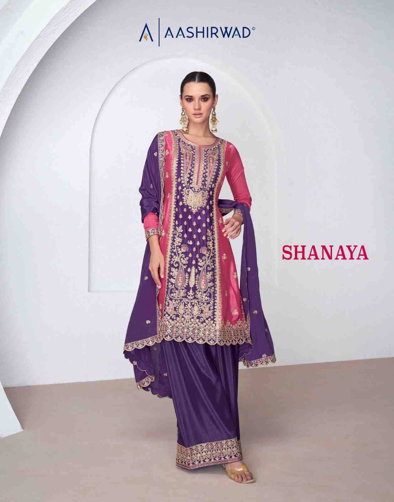 Shanaya By Aashirwad Creation 9924 To 9925 Series Designer Festive Suits Beautiful Fancy Colorful Stylish Party Wear & Occasional Wear Chinnon Silk Embroidered Dresses At Wholesale Price