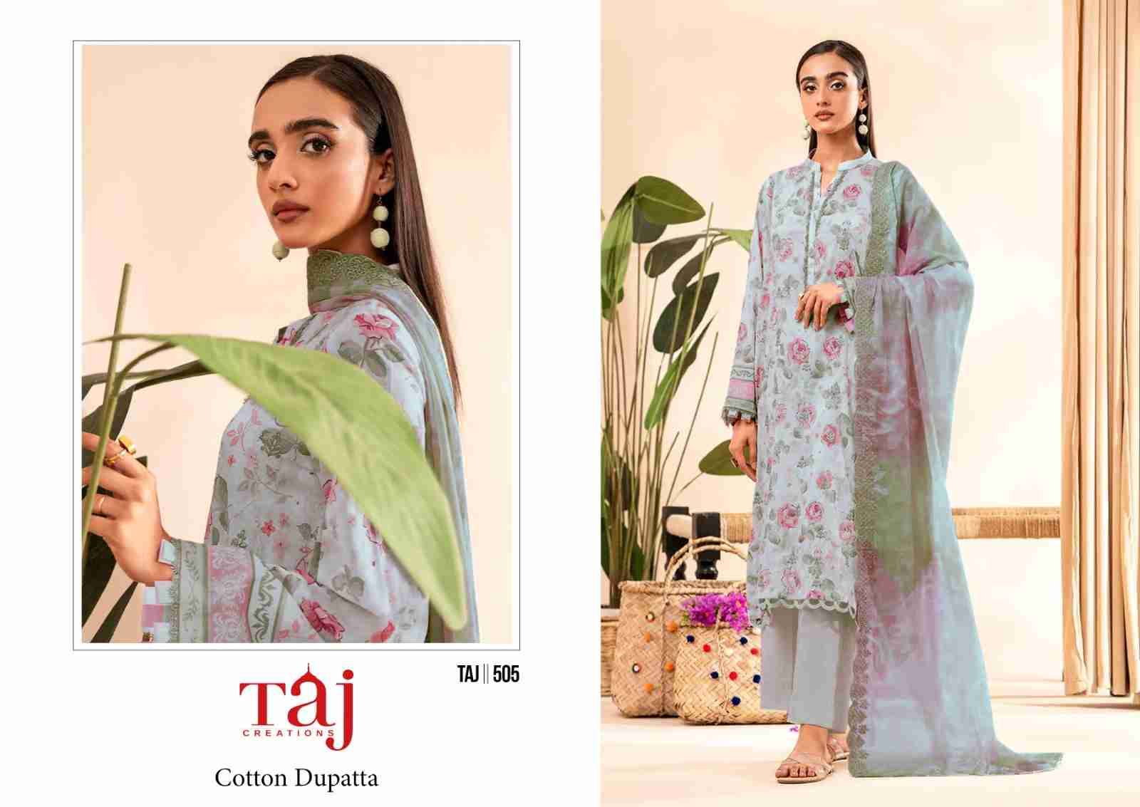 Taj 504 Series By Taj Creation 504 To 505 Series Beautiful Pakistani Suits Colorful Stylish Fancy Casual Wear & Ethnic Wear Pure Cotton With Embroidered Dresses At Wholesale Price