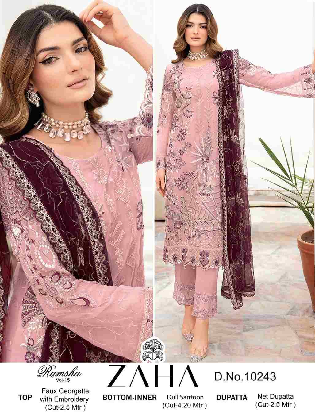 Zaha-10243 By Zaha Designer Pakistani Suits Beautiful Stylish Fancy Colorful Party Wear & Occasional Wear Faux Georgette With Embroidery Dresses At Wholesale Price