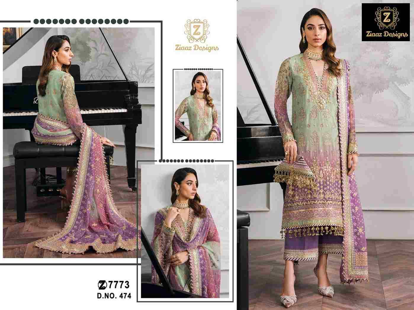 Ziaaz Designs Hit Design 474 By Ziaaz Designs Designer Pakistani Suits Collection Beautiful Stylish Fancy Colorful Party Wear & Occasional Wear Georgette Embroidered Dresses At Wholesale Price
