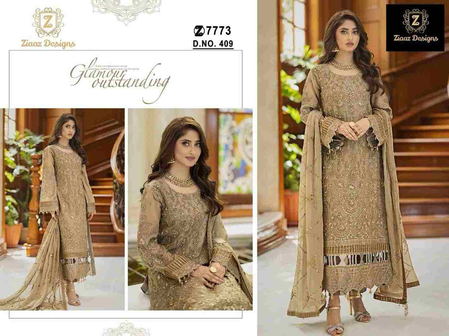 Ziaaz Designs Hit Design 409 By Ziaaz Designs Beautiful Pakistani Suits Colorful Stylish Fancy Casual Wear & Ethnic Wear Georgette Embroidered Dresses At Wholesale Price