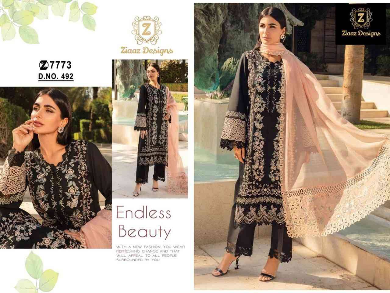 Ziaaz Designs Hit Design 492 By Ziaaz Designs Beautiful Pakistani Suits Colorful Stylish Fancy Casual Wear & Ethnic Wear Rayon Embroidered Dresses At Wholesale Price
