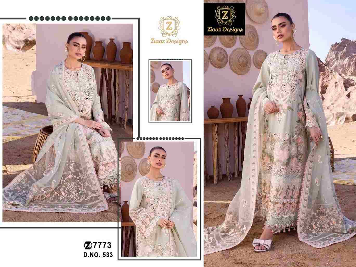 Ziaaz Designs Hit Design 533 By Ziaaz Designs Beautiful Pakistani Suits Colorful Stylish Fancy Casual Wear & Ethnic Wear Cambric Cotton Embroidered Dresses At Wholesale Price