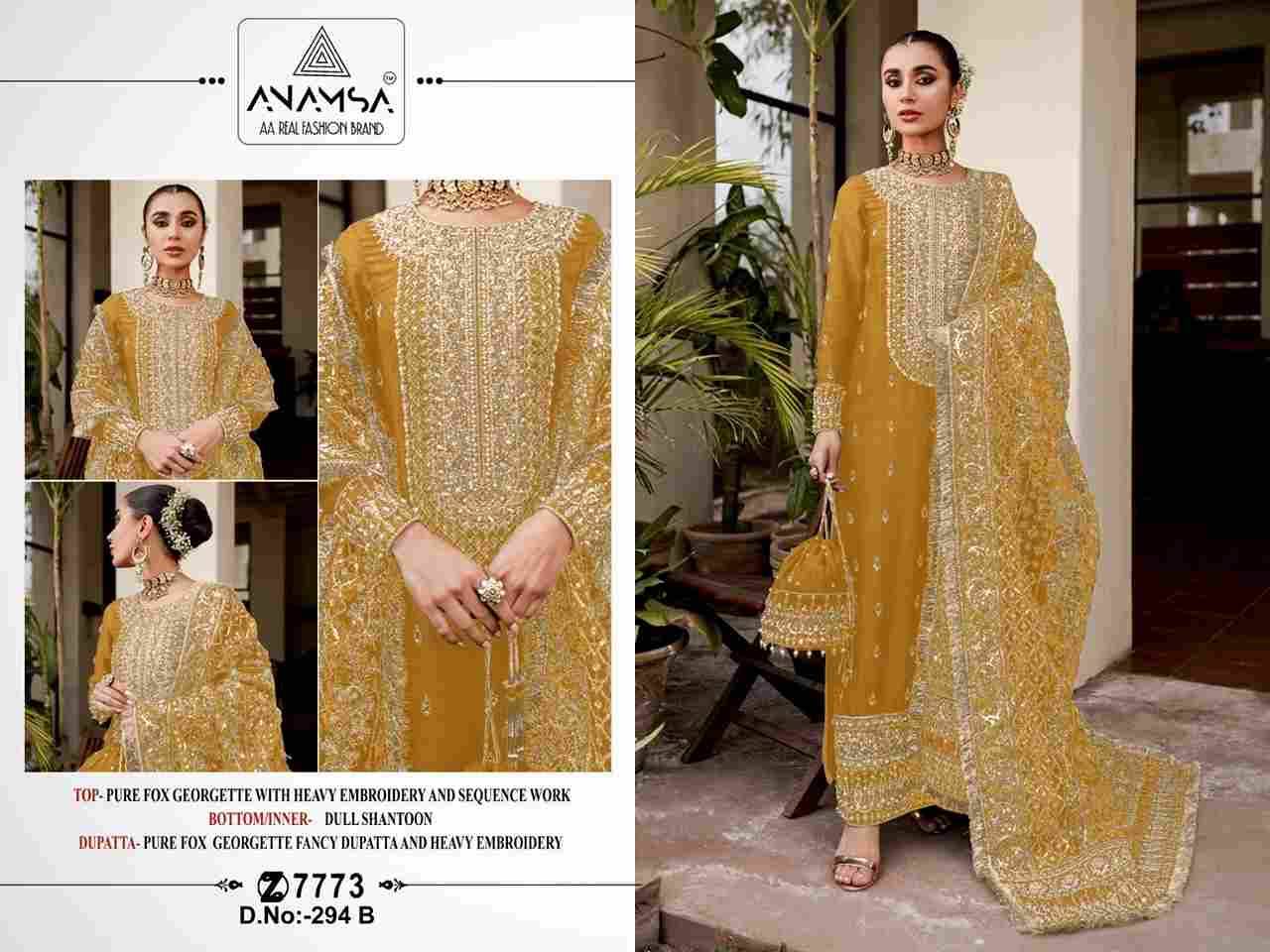 Anamsa Hit Design 294 Colours By Fashid Wholesale 294-A To 294-D Series Beautiful Pakistani Suits Colorful Stylish Fancy Casual Wear & Ethnic Wear Pure Faux Georgette Embroidered Dresses At Wholesale Price