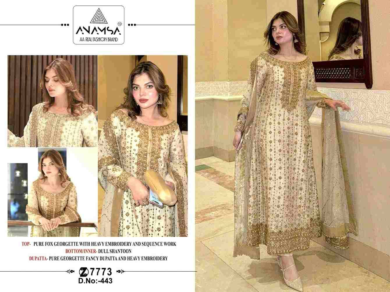 Anamsa Hit Design 443 By Fashid Wholesale Beautiful Pakistani Suits Colorful Stylish Fancy Casual Wear & Ethnic Wear Pure Faux Georgette Embroidered Dresses At Wholesale Price