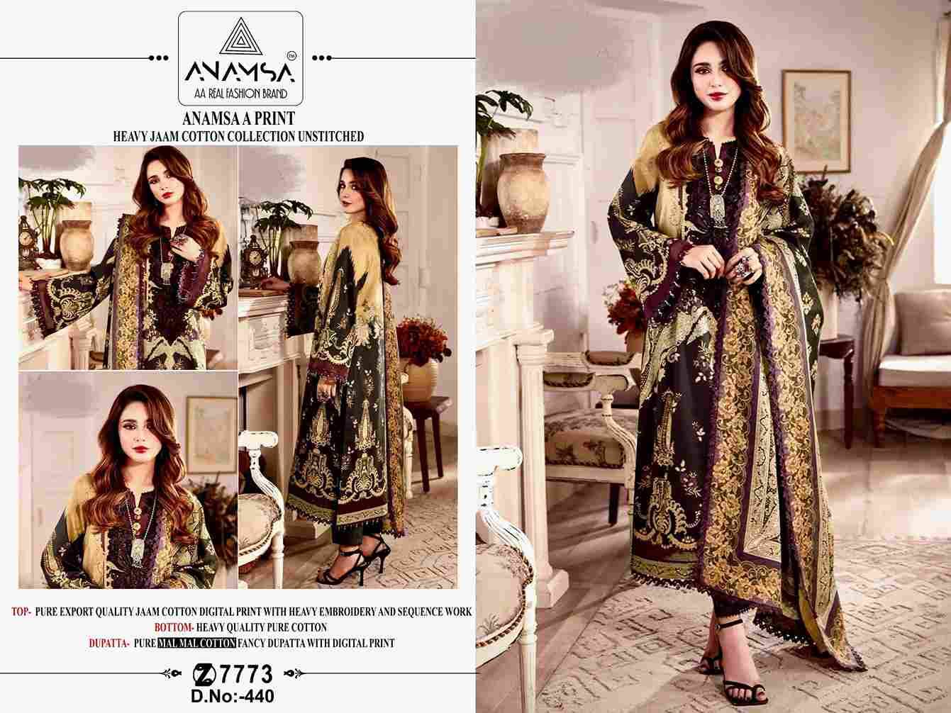 Anamsa Hit Design 440 By Fashid Wholesale Beautiful Pakistani Suits Colorful Stylish Fancy Casual Wear & Ethnic Wear Pure Jam Cotton Embroidered Dresses At Wholesale Price