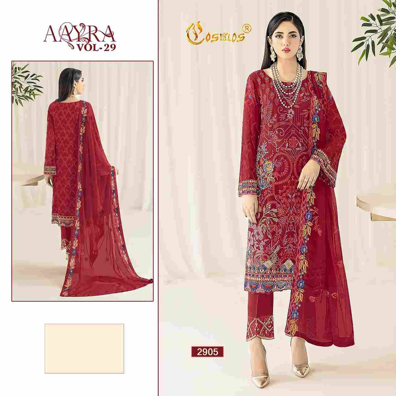 Aayra Vol-29 By Cosmos Designer Pakistani Suits Beautiful Stylish Fancy Colorful Party Wear & Occasional Wear Faux Georgette With Embroidery Dresses At Wholesale Price