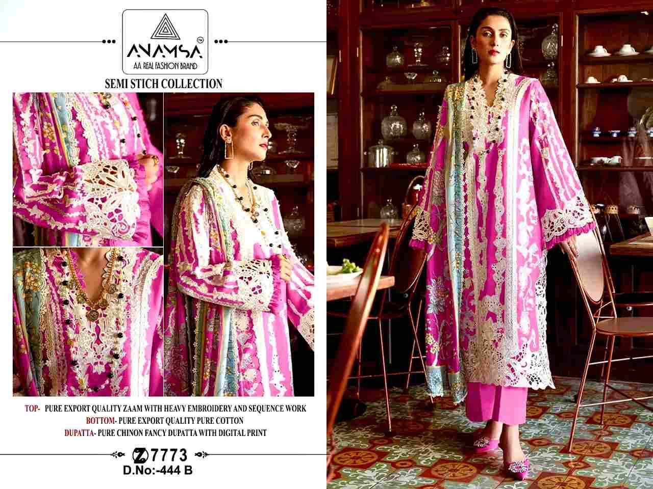 Anamsa Hit Design 444 Colours By Fashid Wholesale 444-A To 444-D Series Beautiful Pakistani Suits Colorful Stylish Fancy Casual Wear & Ethnic Wear Pure Jam Embroidered Dresses At Wholesale Price
