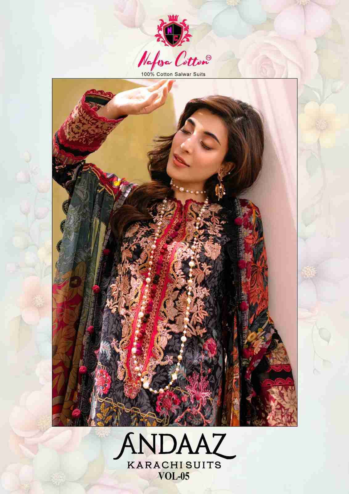 Andaaz Vol-5 By Nafisa Cotton 5001 To 5006 Series Beautiful Festive Suits Stylish Fancy Colorful Casual Wear & Ethnic Wear Pure Cotton Digital Print Dresses At Wholesale Price