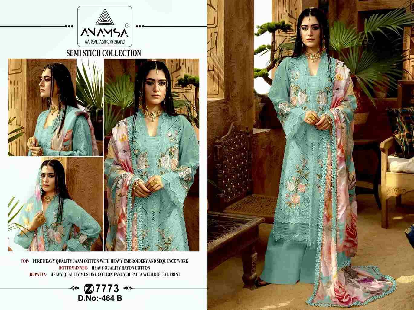 Anamsa Hit Design 464 Colours By Fashid Wholesale 464-A To 464-D Series Beautiful Pakistani Suits Colorful Stylish Fancy Casual Wear & Ethnic Wear Pure Jam Cotton Embroidered Dresses At Wholesale Price