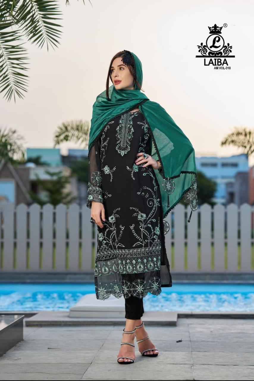 AM Vol-318 By Laiba 318-A To 318-C Series Beautiful Pakistani Suits Colorful Stylish Fancy Casual Wear & Ethnic Wear Pure Georgette Embroidered Dresses At Wholesale Price