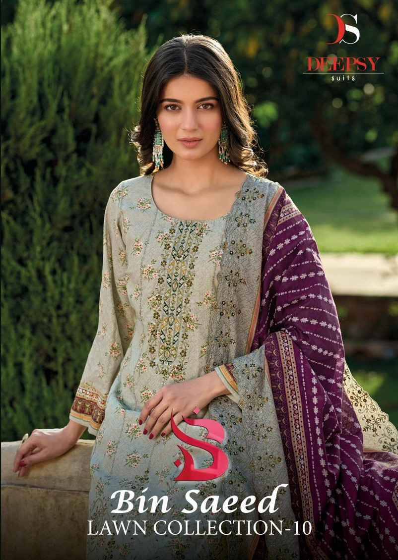 Bin Saeed Vol-10 By Deepsy Suits 10001 To 10006 Series Designer Pakistani Suits Beautiful Stylish Fancy Colorful Party Wear & Occasional Wear Pure Cotton Dresses At Wholesale Price