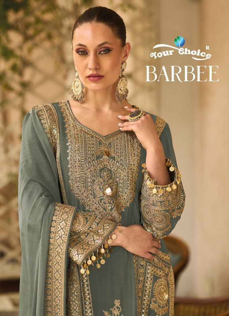 Barbee By Your Choice 1001 To 1004 Series Beautiful Festive Suits Colorful Stylish Fancy Casual Wear & Ethnic Wear Pure Chinnon Dresses At Wholesale Price