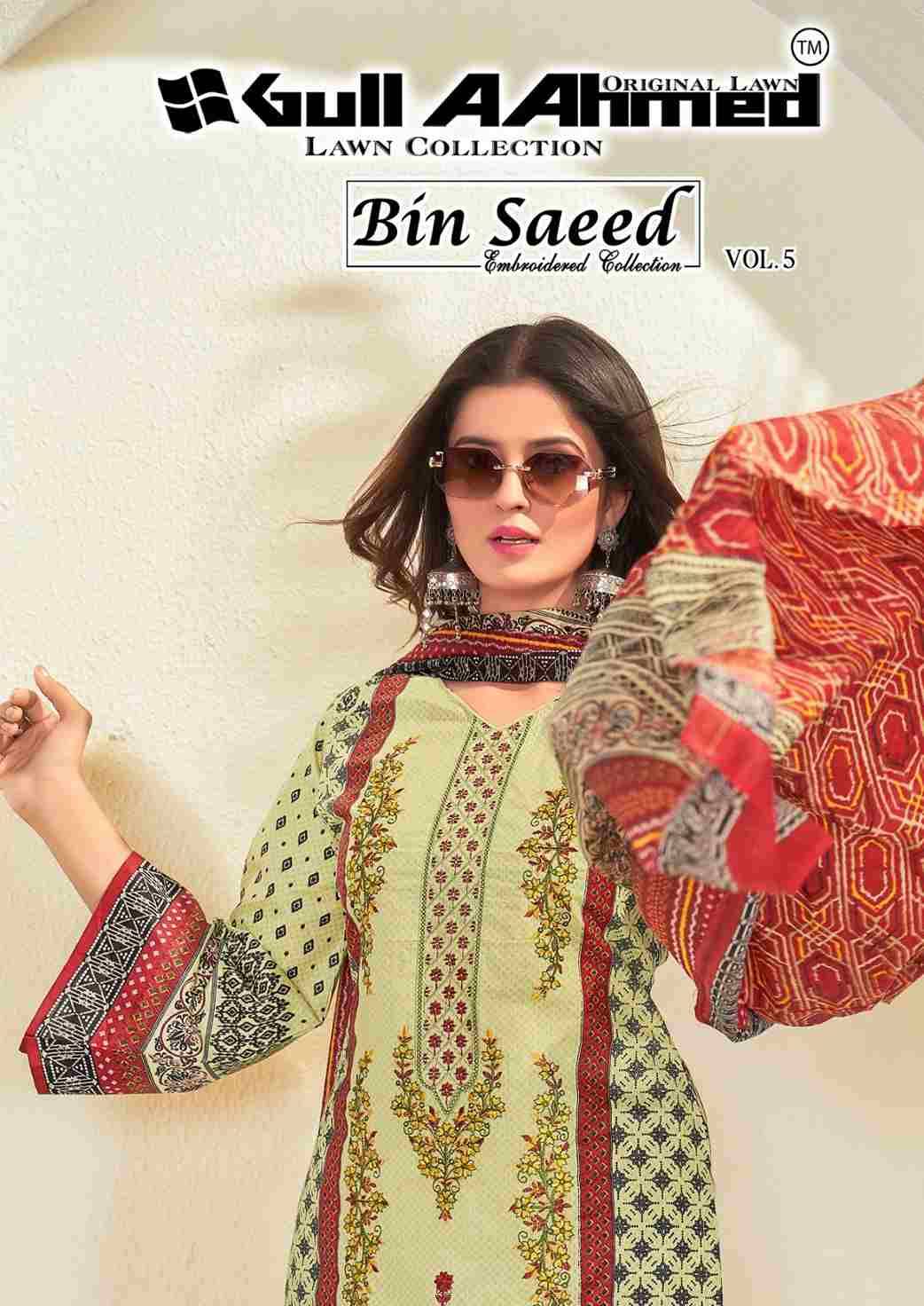 Bin Saeed Vol-5 By Gull Aahmed 5001 To 5006 Series Beautiful Festive Suits Stylish Fancy Colorful Casual Wear & Ethnic Wear Pure Lawn Print Dresses At Wholesale Price
