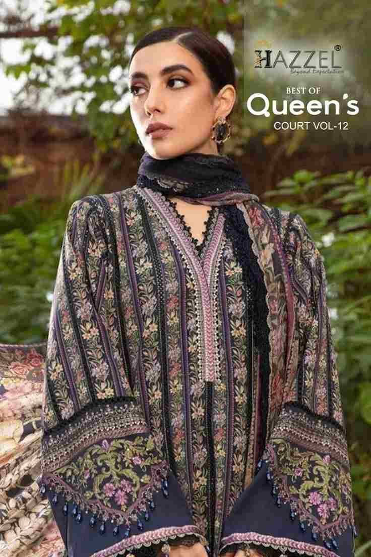 Best Of Queens Court Vol-12 By Hazzel 12001 To 12004 Series Designer Festive Pakistani Suits Collection Beautiful Stylish Fancy Colorful Party Wear & Occasional Wear Heavy Cotton Print With Patch Work Dresses At Wholesale Price