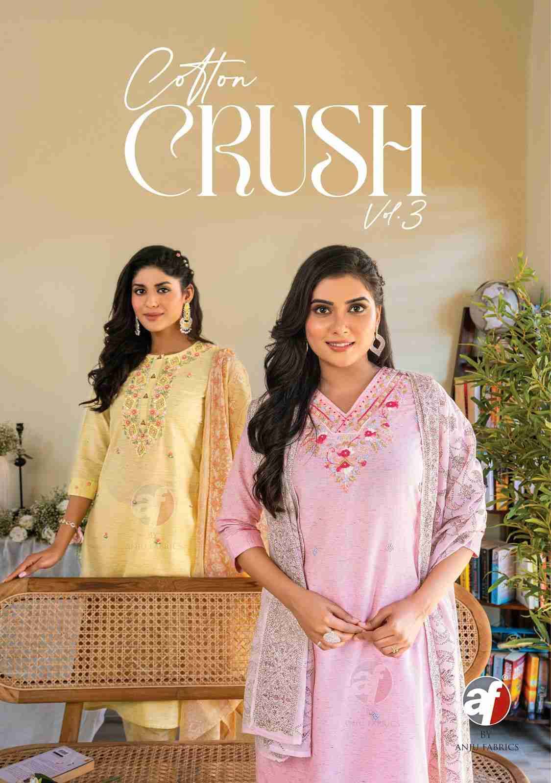 Cotton Crush Vol-3 By Anju Fabrics 3681 To 3686 Series Beautiful Festive Suits Colorful Stylish Fancy Casual Wear & Ethnic Wear Cotton Dresses At Wholesale Price