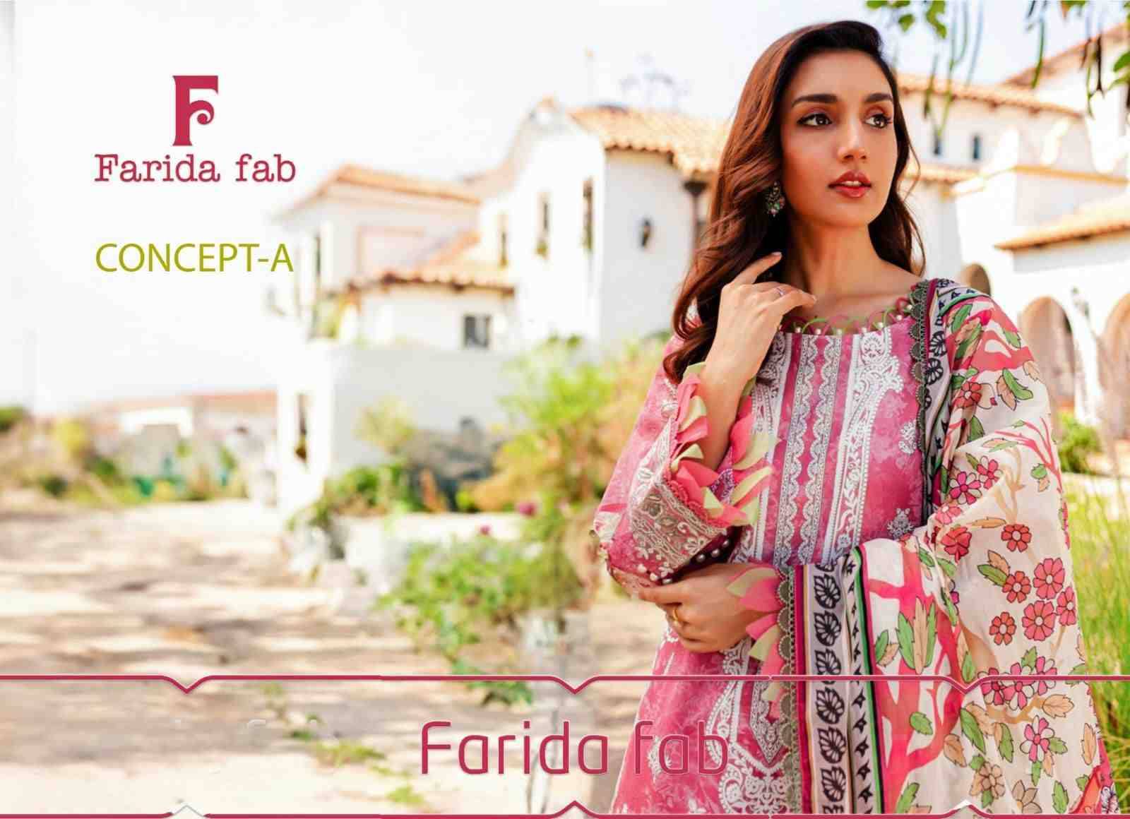 Concept-A By Farida Fab 1001 To 1006 Series Beautiful Festive Suits Stylish Fancy Colorful Casual Wear & Ethnic Wear Pure Cotton Print Dresses At Wholesale Price