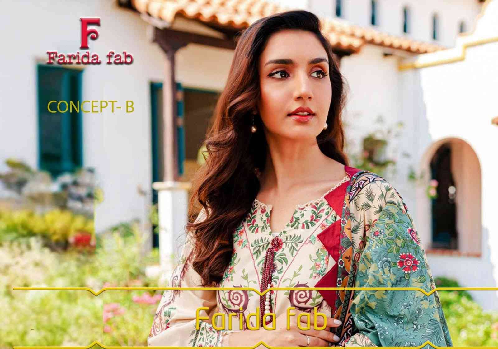 Concept-B By Farida Fab 1001 To 1006 Series Beautiful Festive Suits Stylish Fancy Colorful Casual Wear & Ethnic Wear Pure Cotton Print Dresses At Wholesale Price
