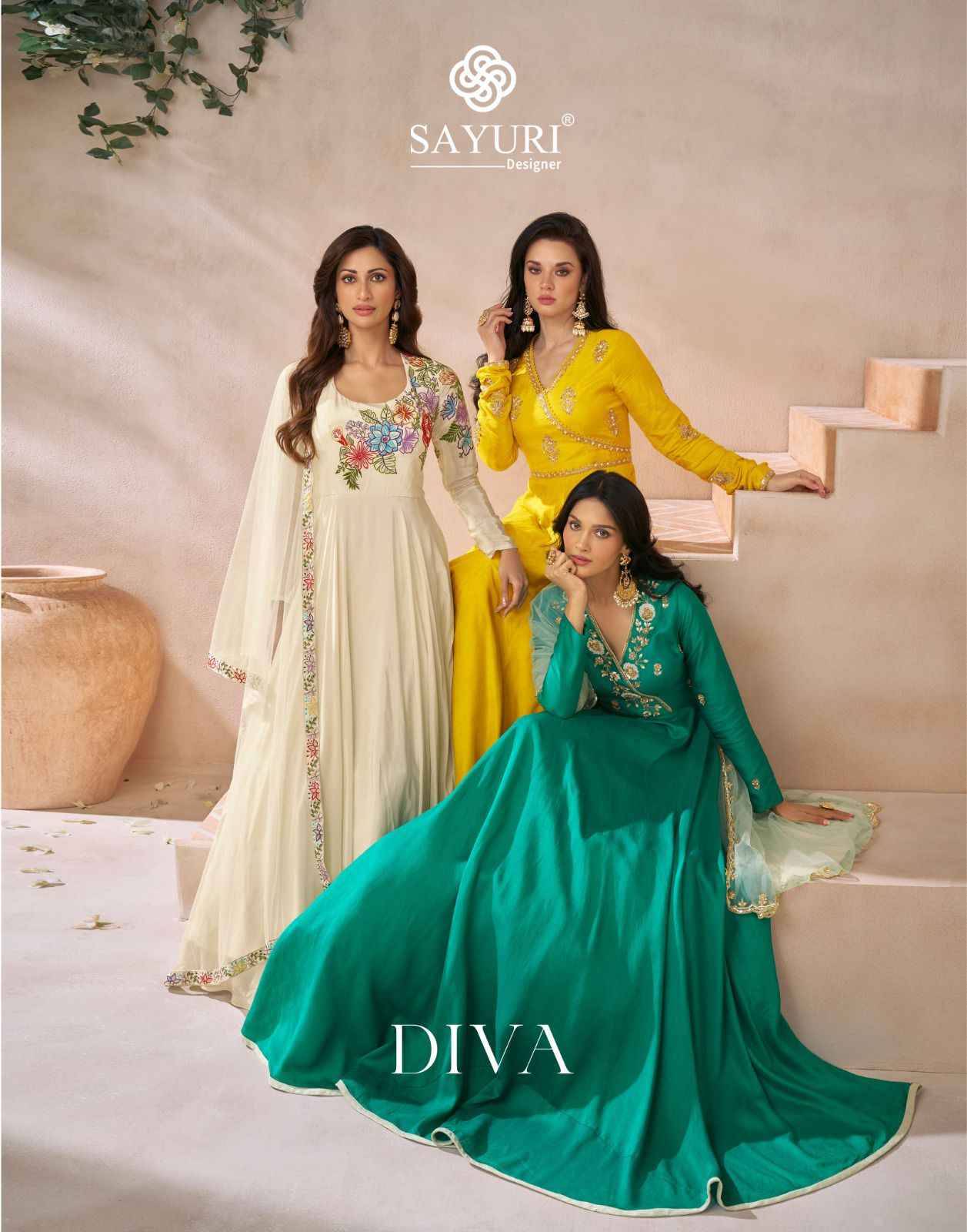 Diva By Sayuri 5488 To 5490 Series Beautiful Stylish Fancy Colorful Casual Wear & Ethnic Wear Premium Silk Gowns With Dupatta At Wholesale Price