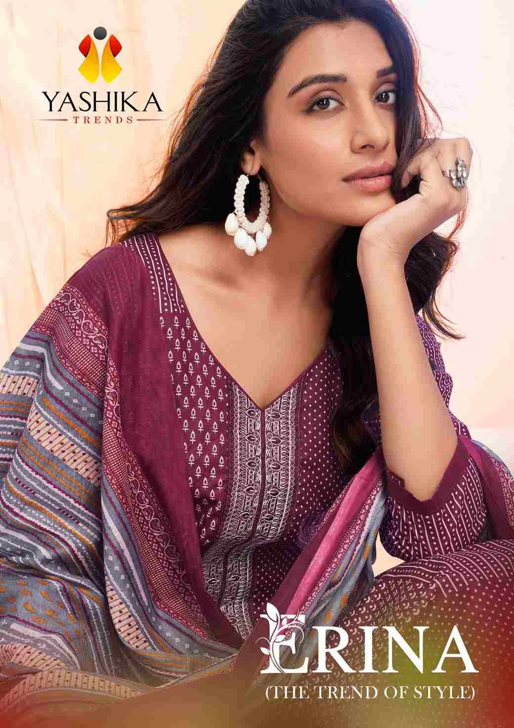 Erina By Yashika Trends 1001 To 1008 Series Beautiful Suits Colorful Stylish Fancy Casual Wear & Ethnic Wear Pure Cotton Print Dresses At Wholesale Price
