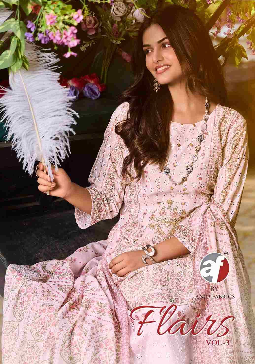 Flairs Vol-3 By Anju Fabrics 37521 To 37525 Series Beautiful Stylish Suits Fancy Colorful Casual Wear & Ethnic Wear & Ready To Wear Pure Cotton With Work Dresses At Wholesale Price