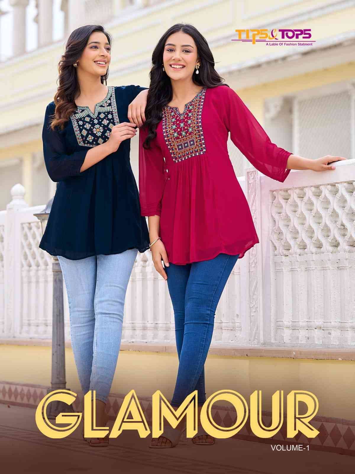 Glamour Vol-1 By Tips And Tops 101 To 106 Series Designer Stylish Fancy Colorful Beautiful Party Wear & Ethnic Wear Collection Heavy Georgette Tops At Wholesale Price