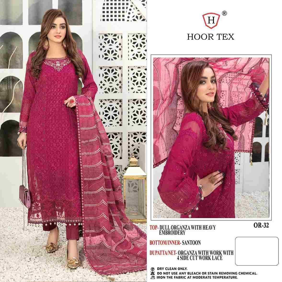 Hoor Tex Hit Design OR-32 By Hoor Tex Beautiful Pakistani Suits Stylish Colorful Fancy Casual Wear & Ethnic Wear Heavy Organza Embroidered Dresses At Wholesale Price
