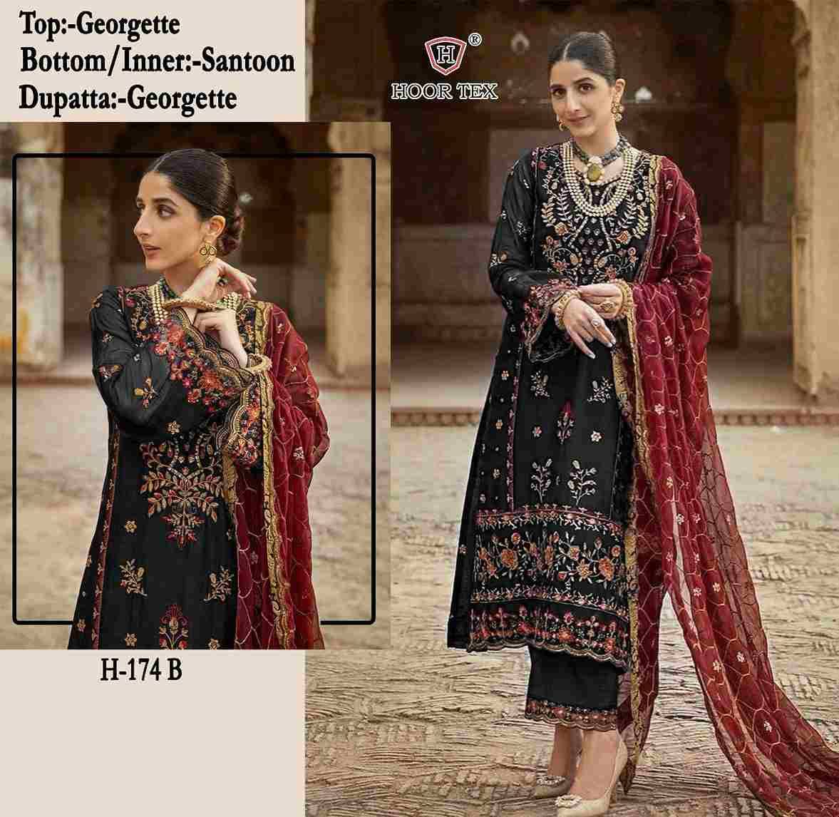 Hoor Tex Hit Design H-174 Colours By Hoor Tex H-174-A To H-174-B Series Designer Festive Pakistani Suits Collection Beautiful Stylish Fancy Colorful Party Wear & Occasional Wear Georgette With Embroidered Dresses At Wholesale Price