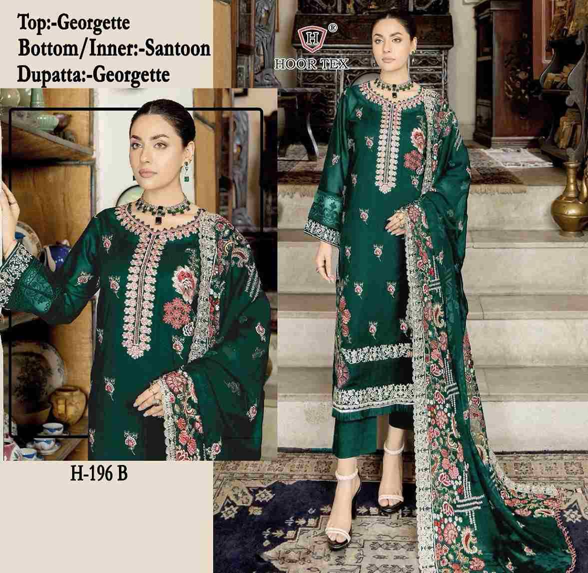 Hoor Tex Hit Design H-196 Colours By Hoor Tex H-196-A To H-196-E Series Designer Festive Pakistani Suits Collection Beautiful Stylish Fancy Colorful Party Wear & Occasional Wear Georgette With Embroidered Dresses At Wholesale Price