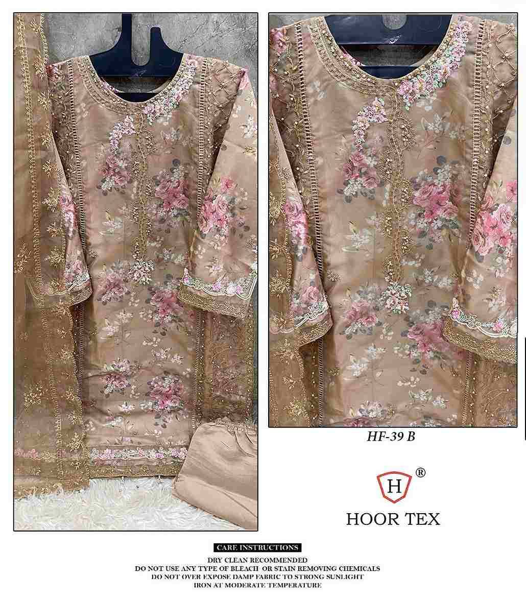 Hoor Tex Hit Design HF-39 Colours By Hoor Tex HF-39-A To HF-39-D Series Pakistani Suits Beautiful Fancy Colorful Stylish Party Wear & Occasional Wear Organza Dresses At Wholesale Price