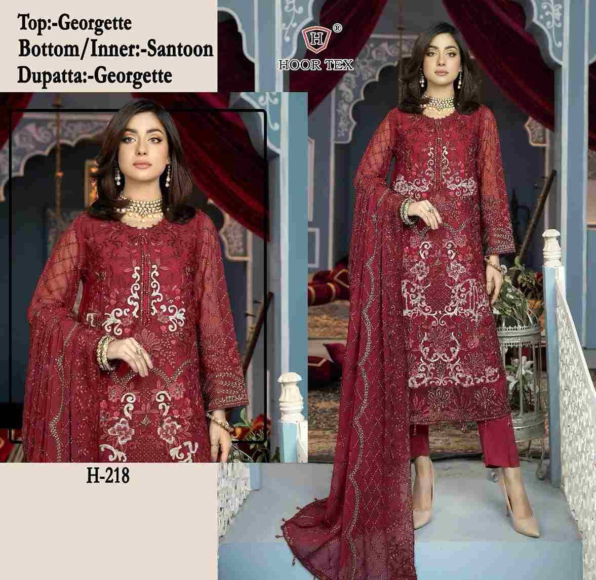 Hoor Tex Hit Design H-218 By Hoor Tex Pakistani Suits Beautiful Fancy Colorful Stylish Party Wear & Occasional Wear Georgette With Embroidery Dresses At Wholesale Price