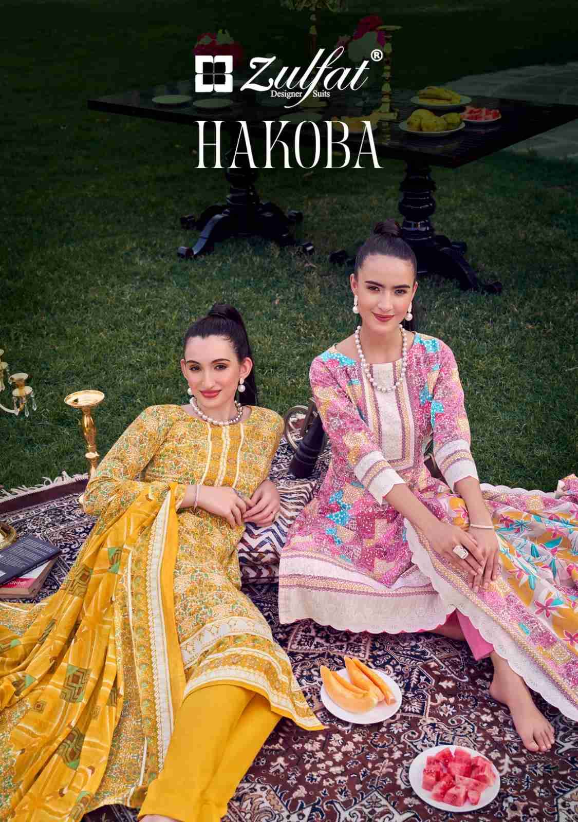 Hakoba By Zulfat 550-001 To 550-008 Series Beautiful Festive Suits Stylish Fancy Colorful Casual Wear & Ethnic Wear Pure Cotton Print Dresses At Wholesale Price