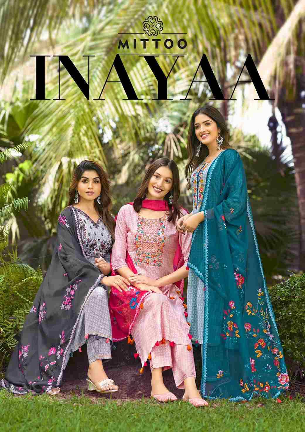 Inayaa By Mittoo 1001 To 1004 Series Designer Festive Suits Beautiful Fancy Colorful Stylish Party Wear & Occasional Wear Rayon Print Dresses At Wholesale Price