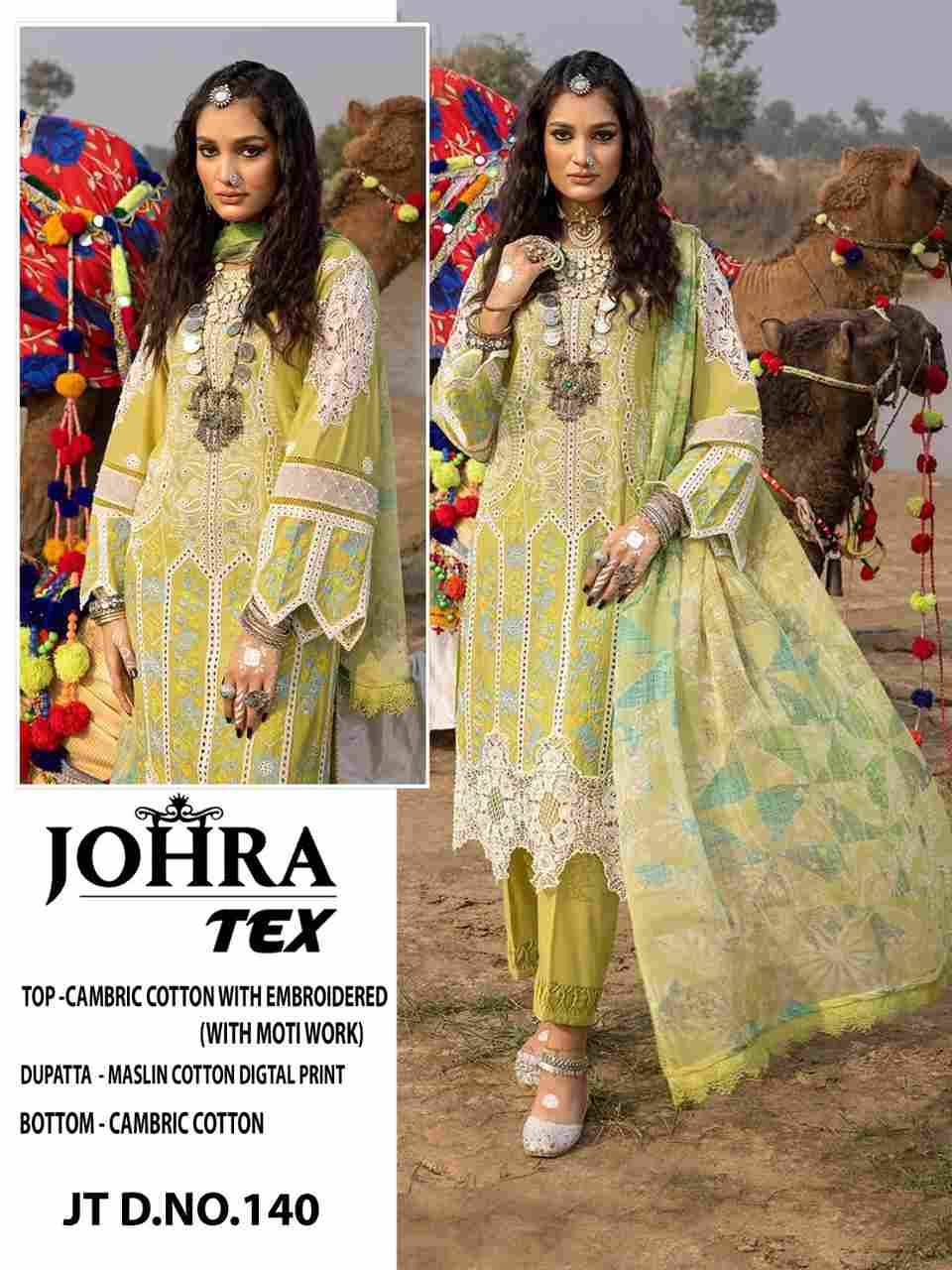 Johra Hit Design 140 By Johra Tex Beautiful Pakistani Suits Colorful Stylish Fancy Casual Wear & Ethnic Wear Cambric Cotton Embroidered Dresses At Wholesale Price