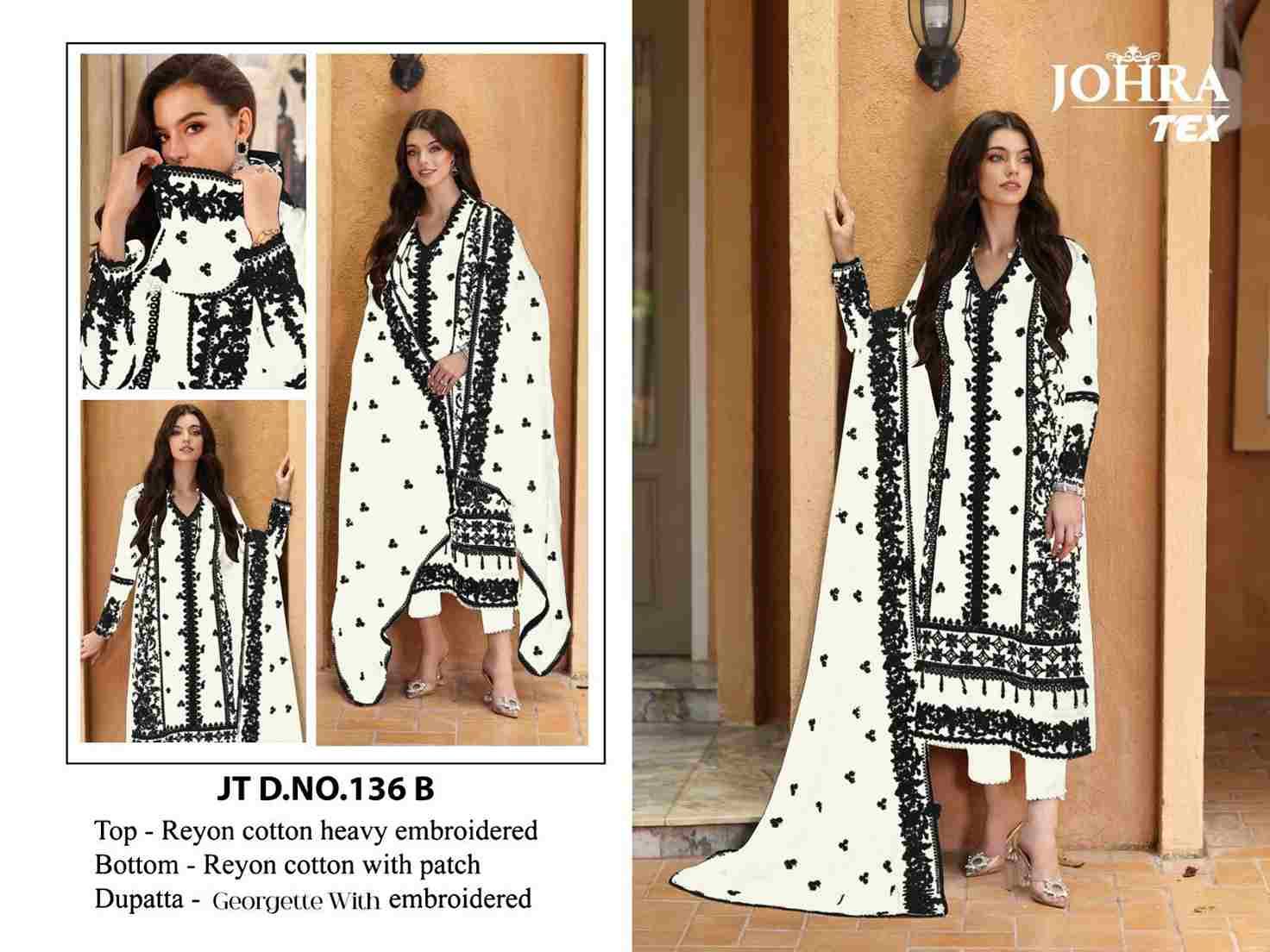 Johra Hit Design 136-B By Johra Tex Beautiful Pakistani Suits Stylish Fancy Colorful Party Wear & Occasional Wear Rayon Cotton Embroidered Dresses At Wholesale Price