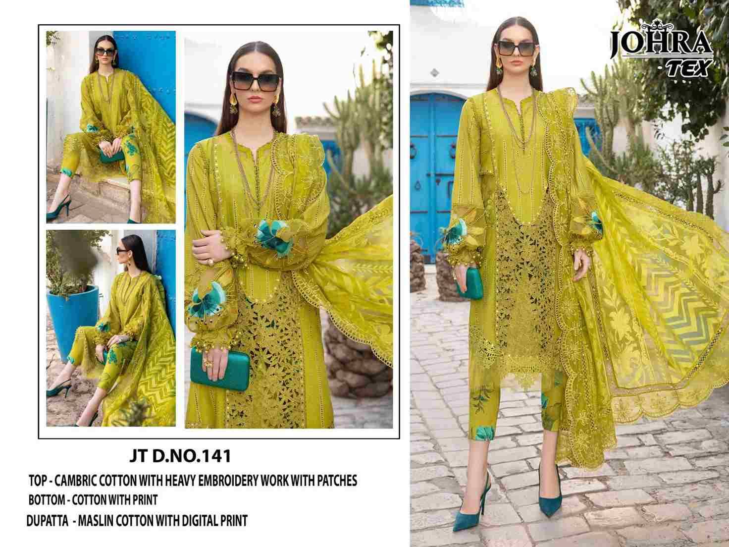 Johra Hit Design 141 By Johra Tex Beautiful Pakistani Suits Colorful Stylish Fancy Casual Wear & Ethnic Wear Cambric Cotton Embroidered Dresses At Wholesale Price