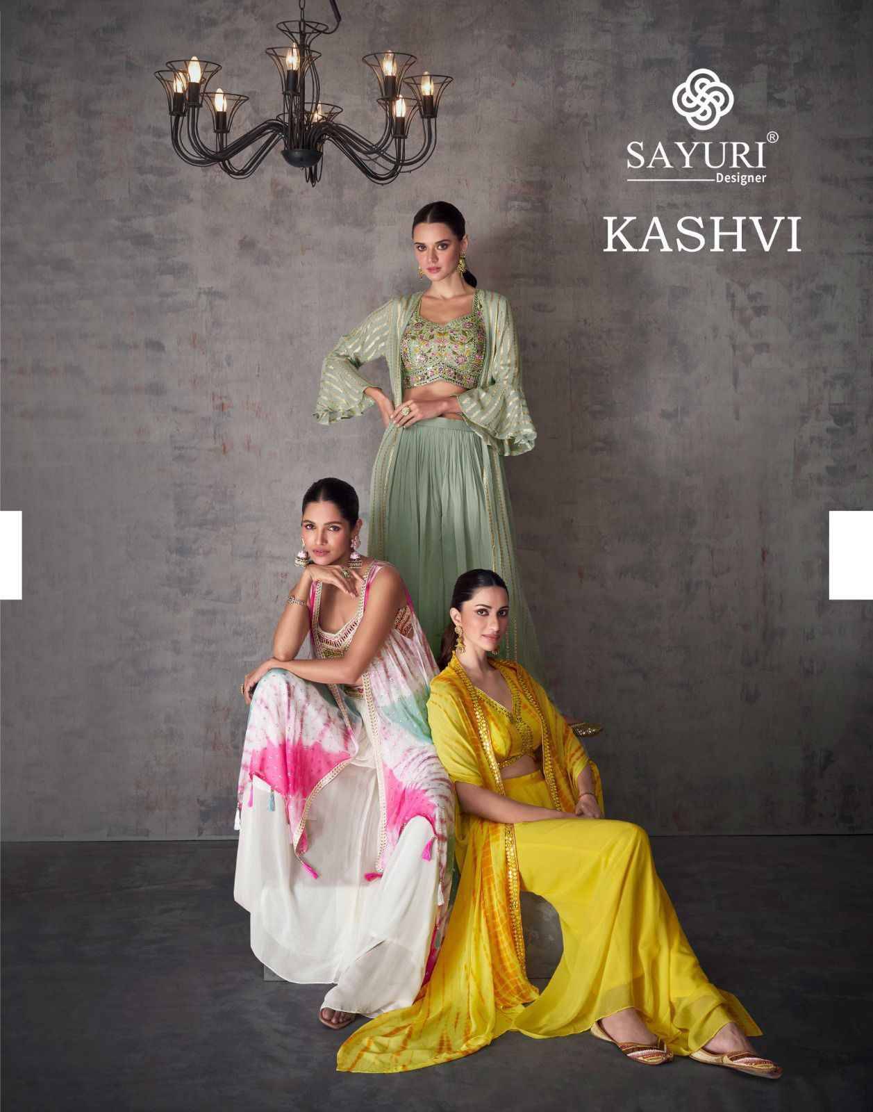 Kashvi By Sayuri 5466 To 5469 Series Beautiful Stylish Fancy Colorful Casual Wear & Ethnic Wear Georgette/Jacquard Silk Tops With Bottom At Wholesale Price