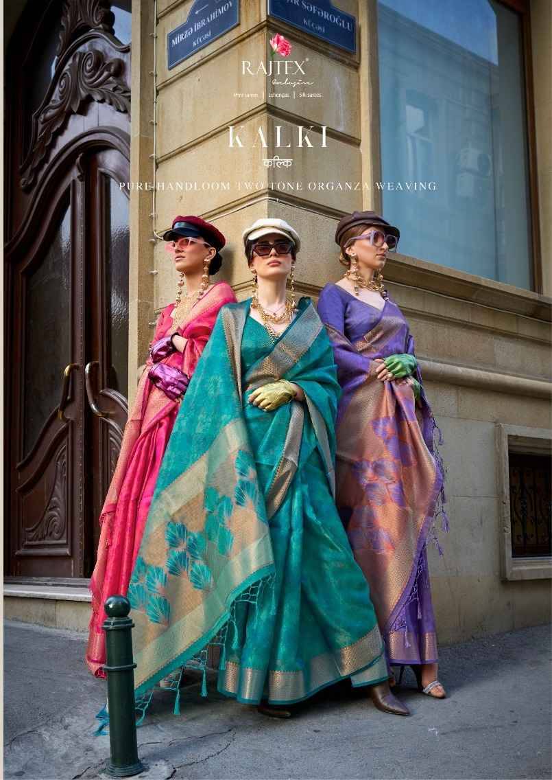 Kalki By Raj Tex 384001 To 384005 Series Indian Traditional Wear Collection Beautiful Stylish Fancy Colorful Party Wear & Occasional Wear Organza Silk Sarees At Wholesale Price