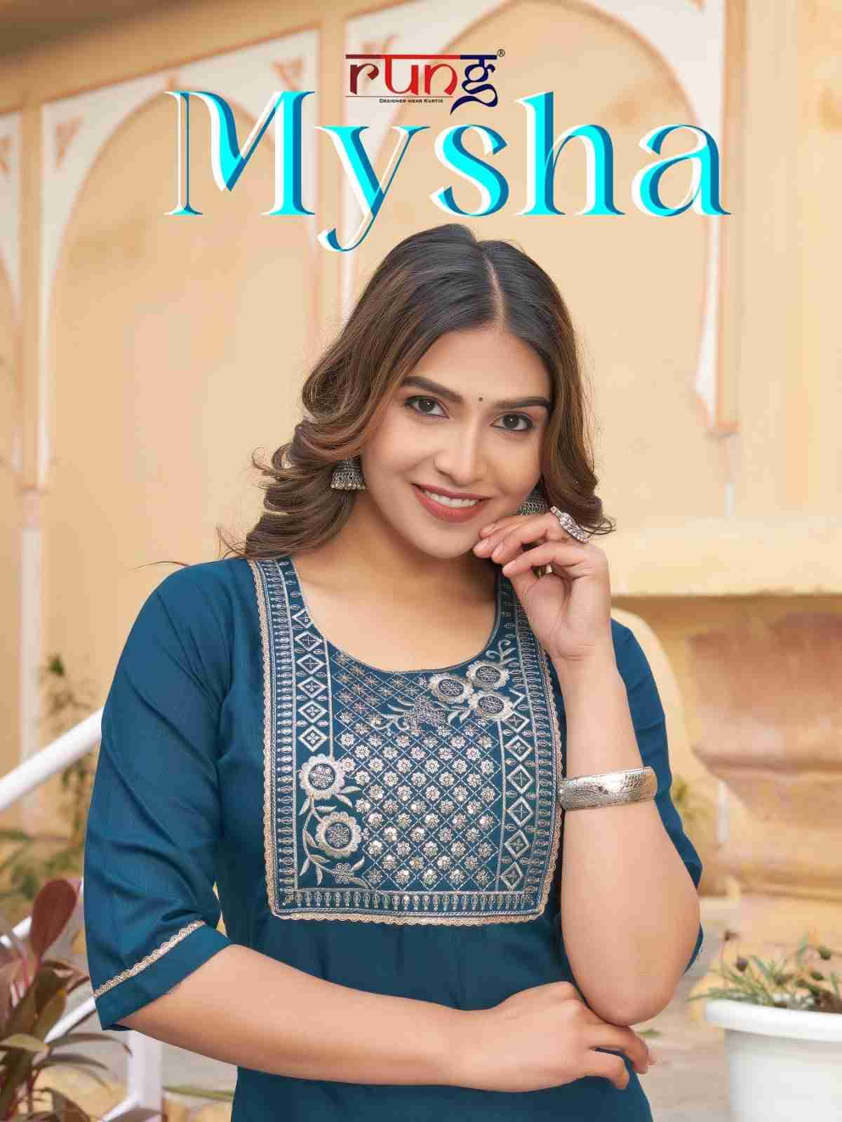 Mysha By Rung 01 To 08 Series Designer Stylish Fancy Colorful Beautiful Party Wear & Ethnic Wear Collection Rayon With Work Kurtis At Wholesale Price