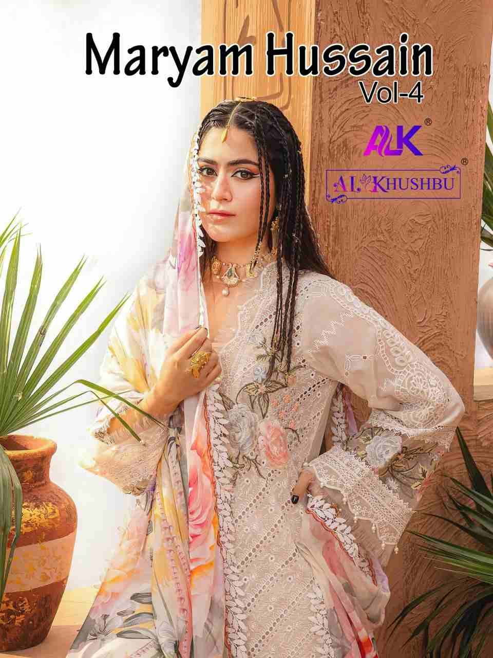 Maryam Hussain Vol-4 By Al Khushbu 5087 To 5089 Series Beautiful Pakistani Suits Colorful Stylish Fancy Casual Wear & Ethnic Wear Pure Cambric Cotton Embroidered Dresses At Wholesale Price