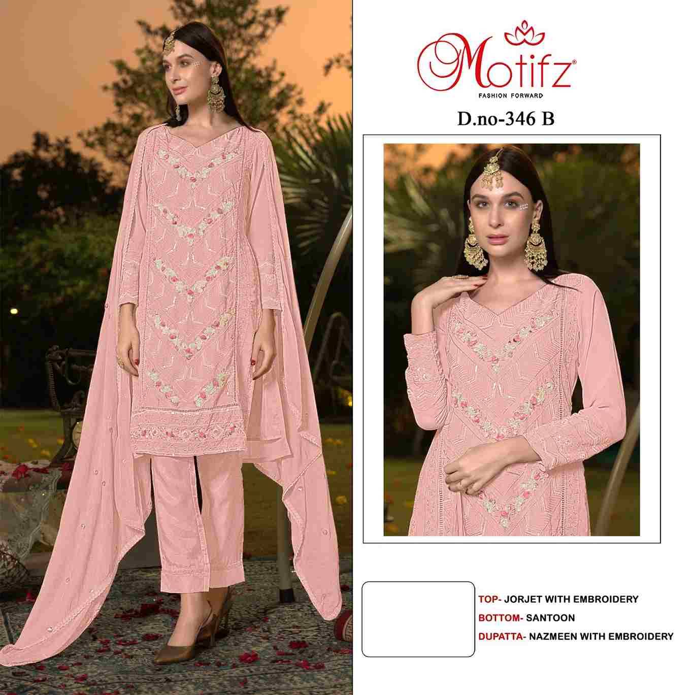 Motifz Hit Design 346 Colours By Motifz 346-A To 346-D Series Beautiful Pakistani Suits Colorful Stylish Fancy Casual Wear & Ethnic Wear Heavy Georgette Dresses At Wholesale Price