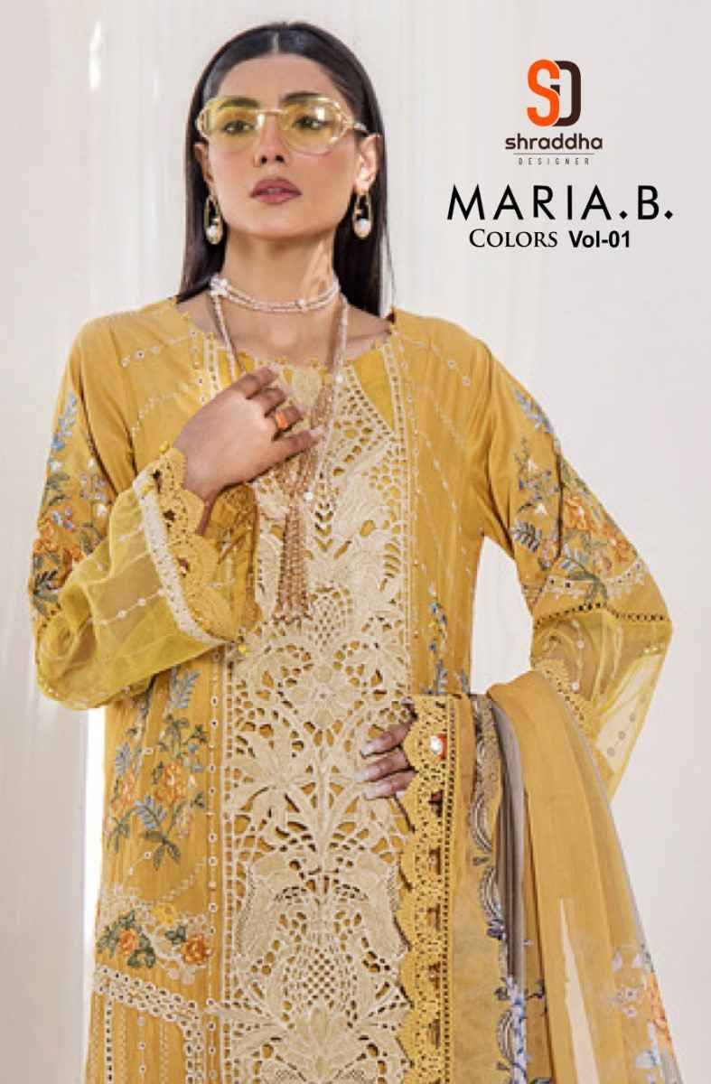 Maria.B. Vol-1 Colors By Shraddha Designer 1001 To 1005 Series Beautiful Pakistani Suits Stylish Fancy Colorful Party Wear & Occasional Wear Pure Cotton Embroidered Dresses At Wholesale Price