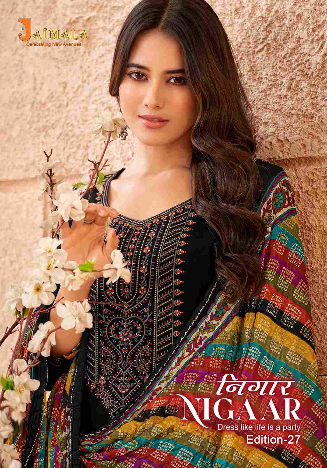 Nigaar Vol-27 By Jaimala 1506-001 To 1506-008 Series Beautiful Festive Suits Colorful Stylish Fancy Casual Wear & Ethnic Wear Pure Rayon Slub With Work Dresses At Wholesale Price
