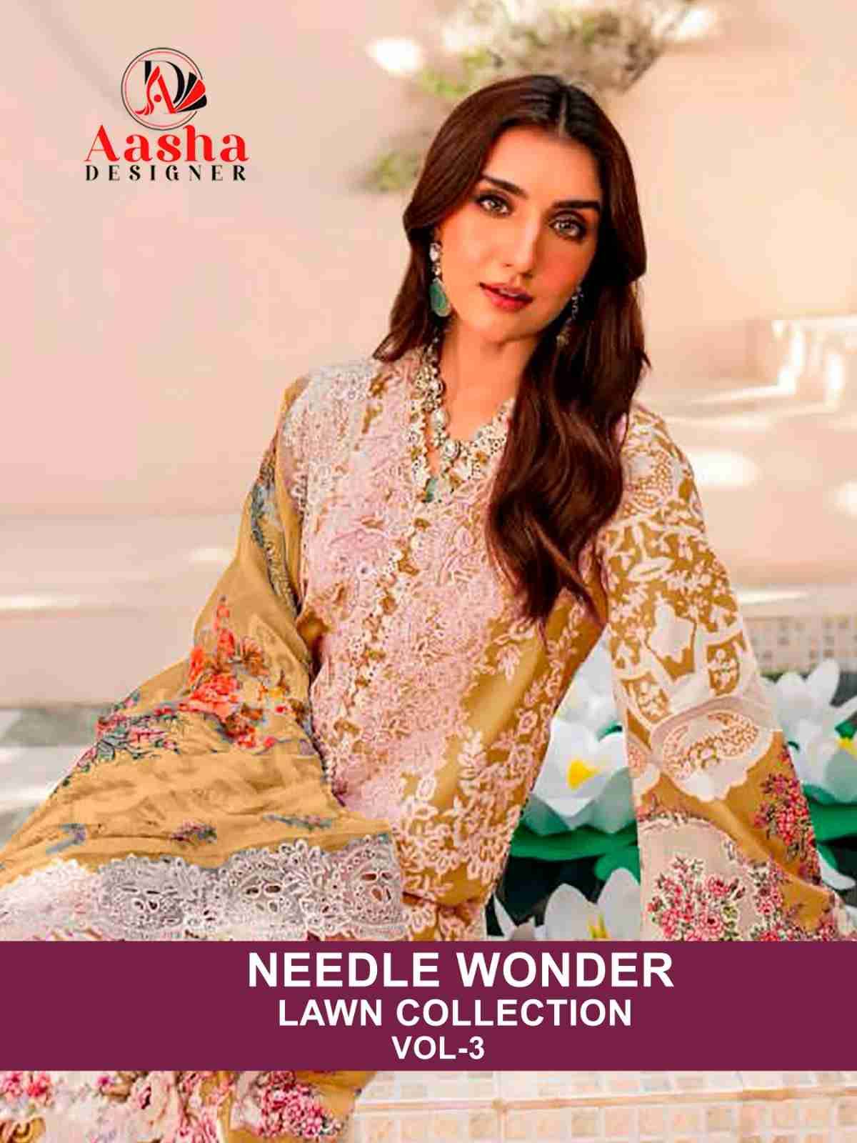 Needle Wonder Lawn Collection Vol-3 By Aasha Designer 1046-A To 1046-D Series Pakistani Suits Beautiful Fancy Colorful Stylish Party Wear & Occasional Wear Pure Cotton Embroidery Dresses At Wholesale Price